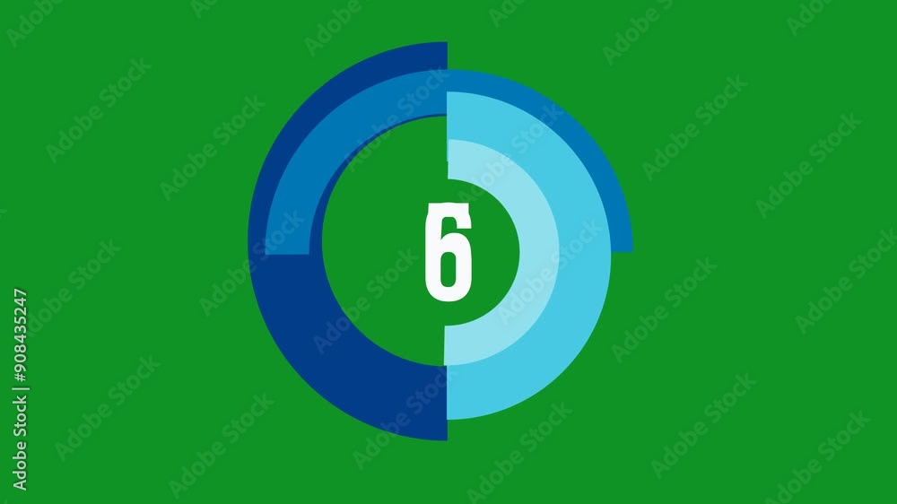 10 second blue countdown timer animation with color gradient on green screen 10 second blue countdown timer animation with color gradient on green screen