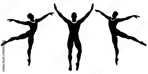 Dynamic Male Gymnast Silhouettes: Perfect for Sports Art and Apparel