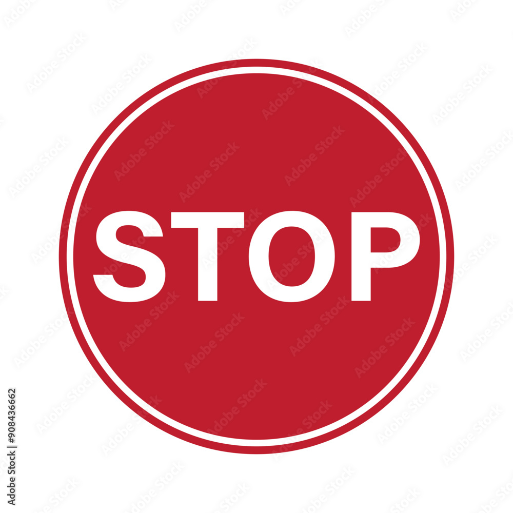 Circle Round sign do not enter, prohibition with stop palm hand gesture in red isolated label Circle Round sign do not enter, prohibition with stop palm hand gesture in red isolated label