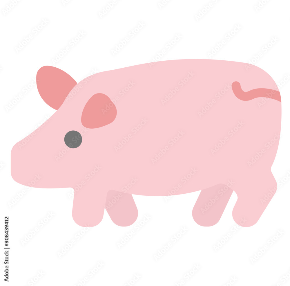 Pig Icon in Flat Style Pig Icon in Flat Style