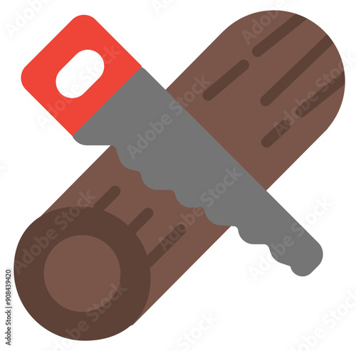 Sawing Icon in Flat Style