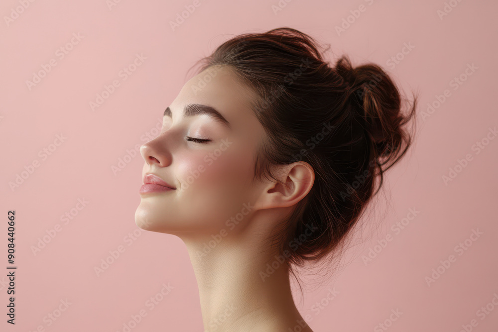 A close up of a girl's face with her eyes closed A close up of a girl's face with her eyes closed