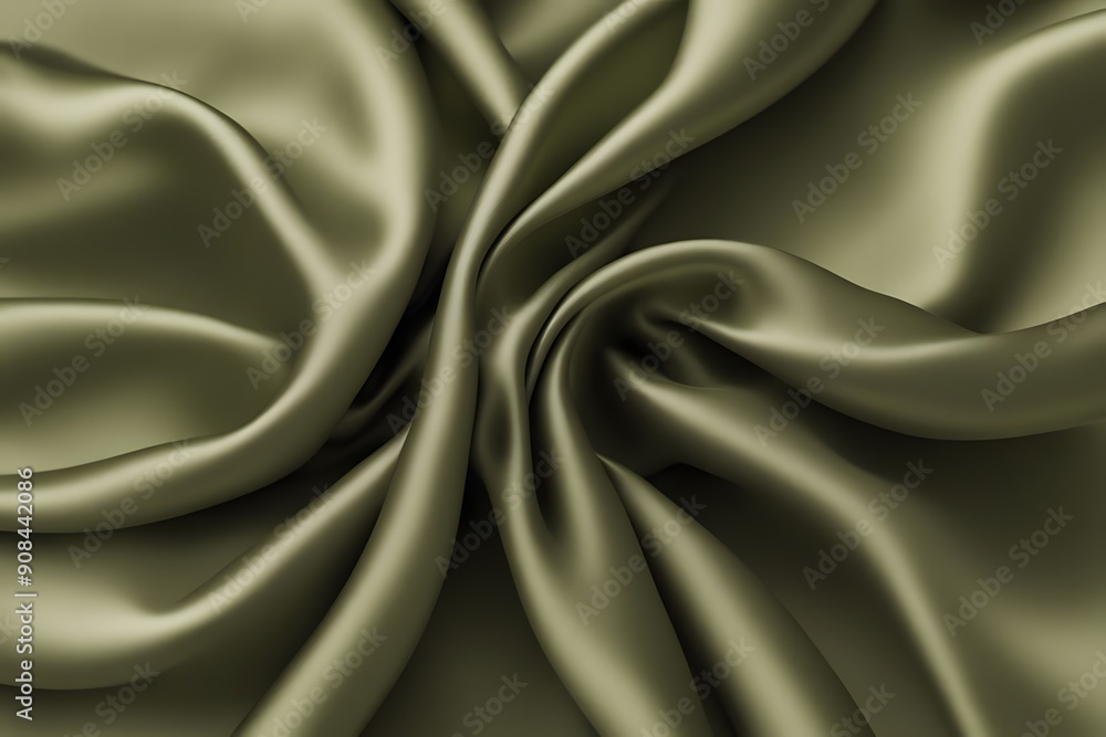 Obraz premium A muted olive green silk fabric with a soft understated shine, Ai Generated