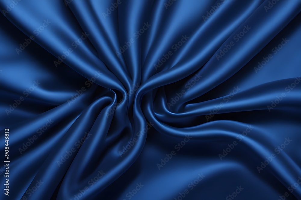 Fototapeta premium Rich royal blue silk fabric with a glossy finish, AI Generated