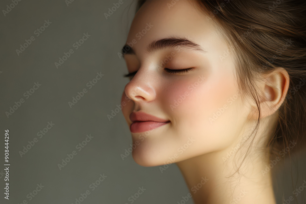 A close up of a girl's face with her eyes closed A close up of a girl's face with her eyes closed