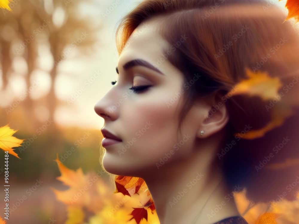 Portrait of a beautiful woman in the autumn leaves Portrait of a beautiful woman in the autumn leaves