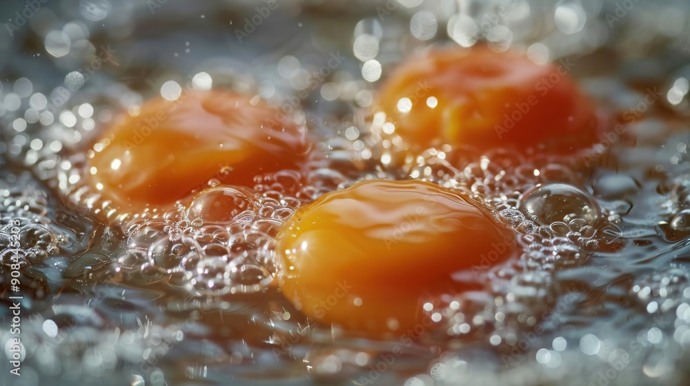 Close-up Photo of Egg Yolks Floating in Water with Bubbles Close-up Photo of Egg Yolks Floating in Water with Bubbles