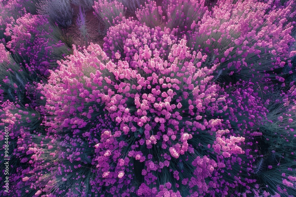 Drone shot of a vast lavender field in bloom.