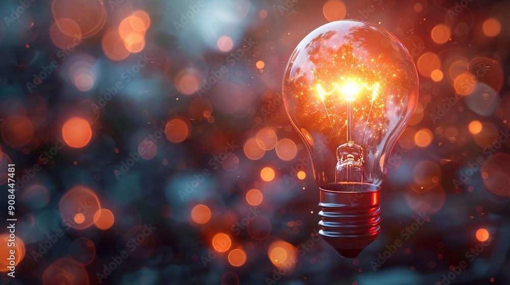 A bright idea illuminates the concept of innovation and creativity, symbolized by the glowing light bulb A bright idea illuminates the concept of innovation and creativity, symbolized by the glowing light bulb
