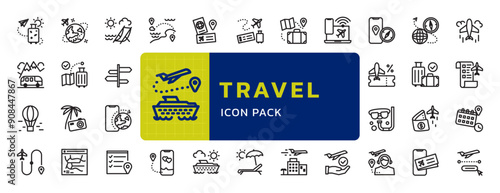 Travel and Holiday on Pack, Vector Icon Set