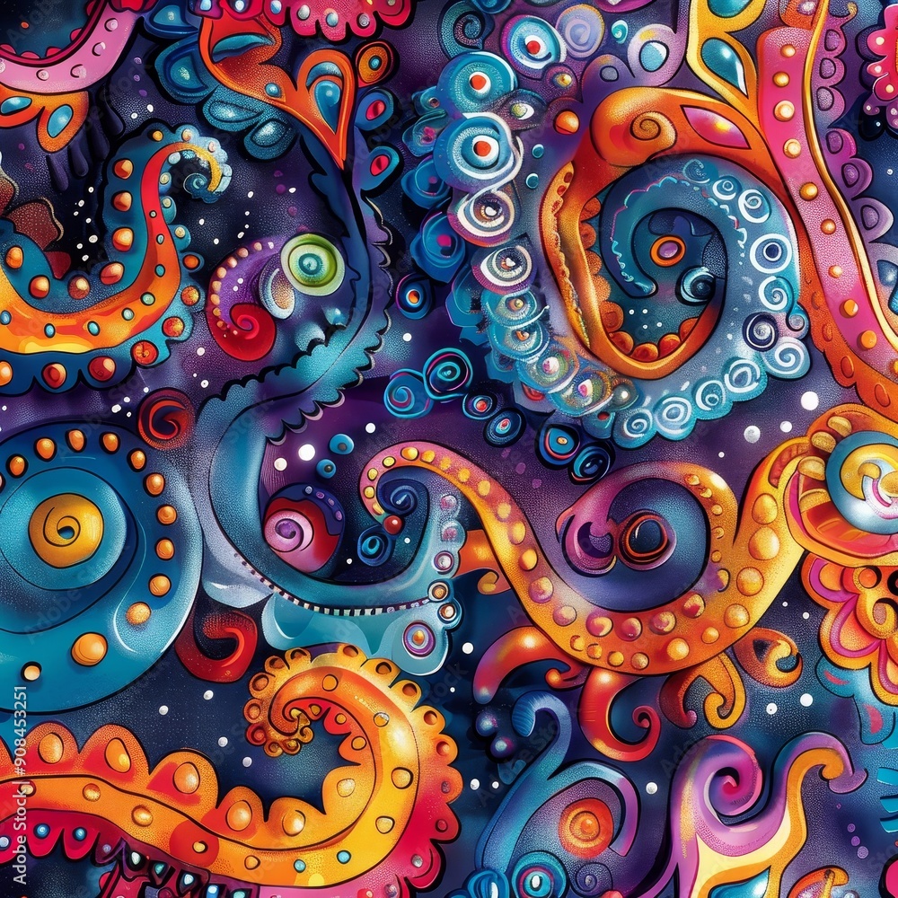 Abstract Psychedelic Pattern with Bright Colors Abstract Psychedelic Pattern with Bright Colors