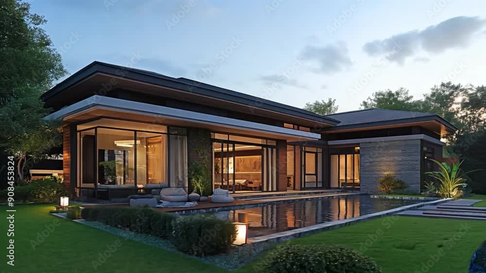 View of home modern luxury residences with large outside living spaces, well ...