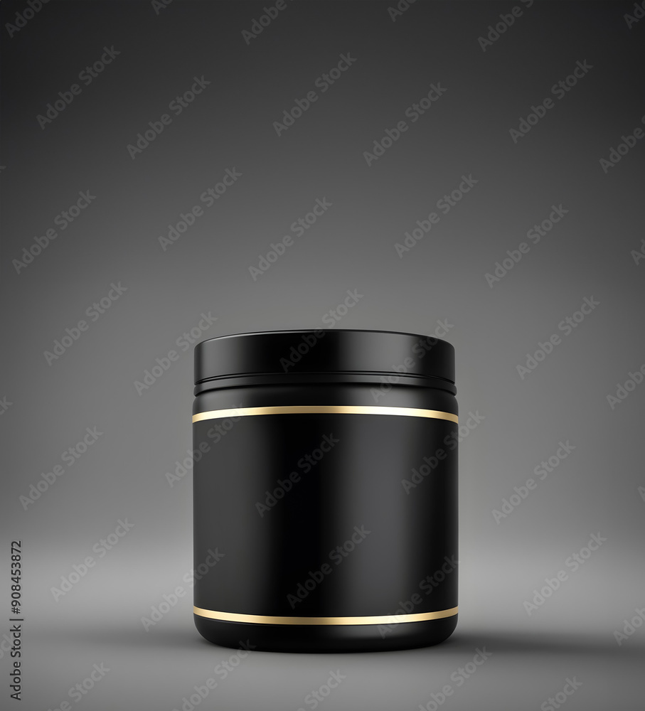blank black whey protein powder jar mockup plain creatine pre workout supplement container bottle. 3d render. ai generative blank black whey protein powder jar mockup plain creatine pre workout supplement container bottle. 3d render. ai generative
