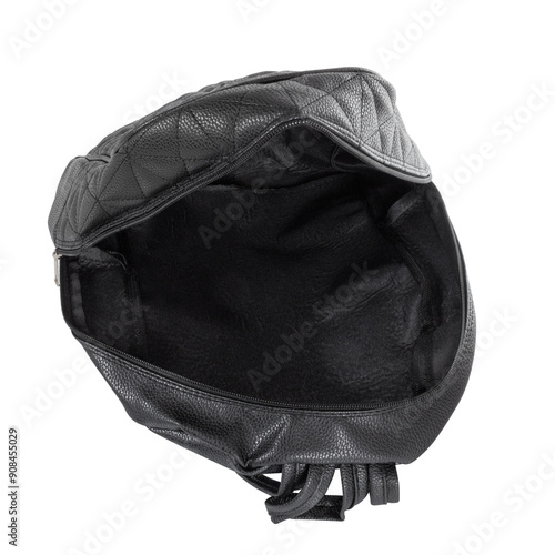 Close up of inside women bag compartments with two pockets. Roomy inner part of bag