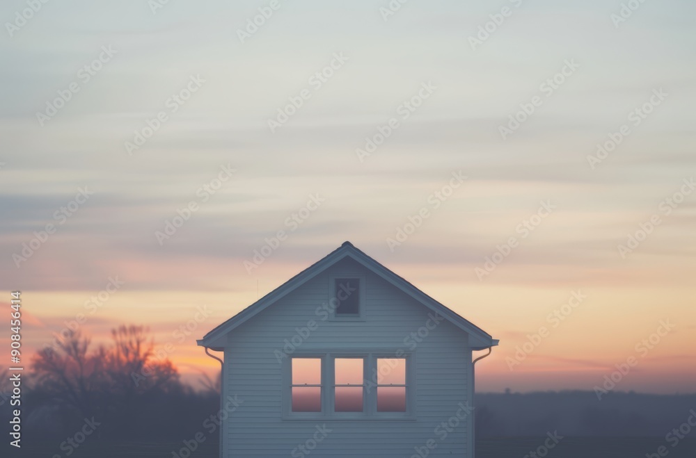 A tranquil house silhouette under a colorful sky at sunset, capturing the essence of peace and solitude in nature. A tranquil house silhouette under a colorful sky at sunset, capturing the essence of peace and solitude in nature.