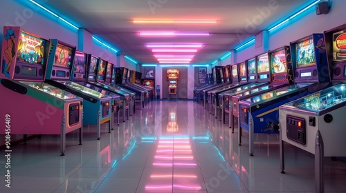 Wallpaper Mural Old Vintage Arcade Video Games in a room with blue light with glowing displays and beautiful retro design Torontodigital.ca