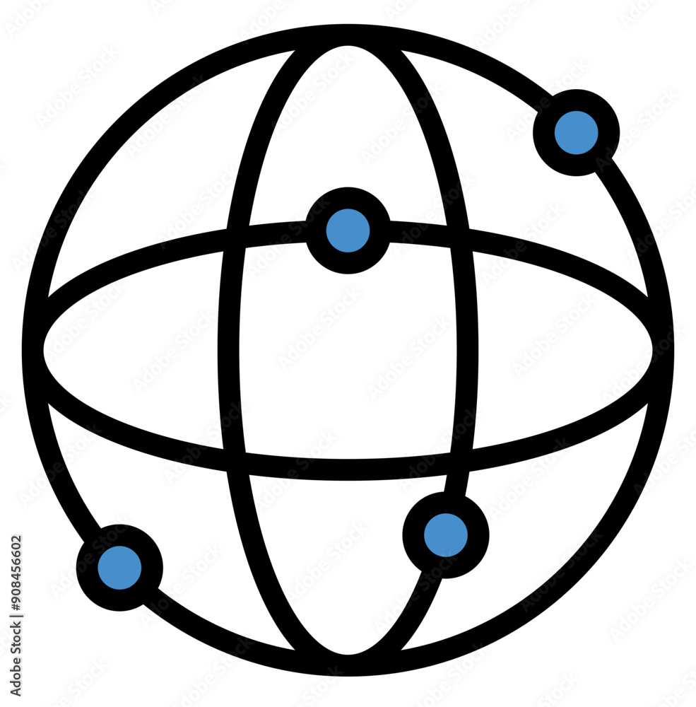 Worldwide Icon in Filled Line Style Worldwide Icon in Filled Line Style