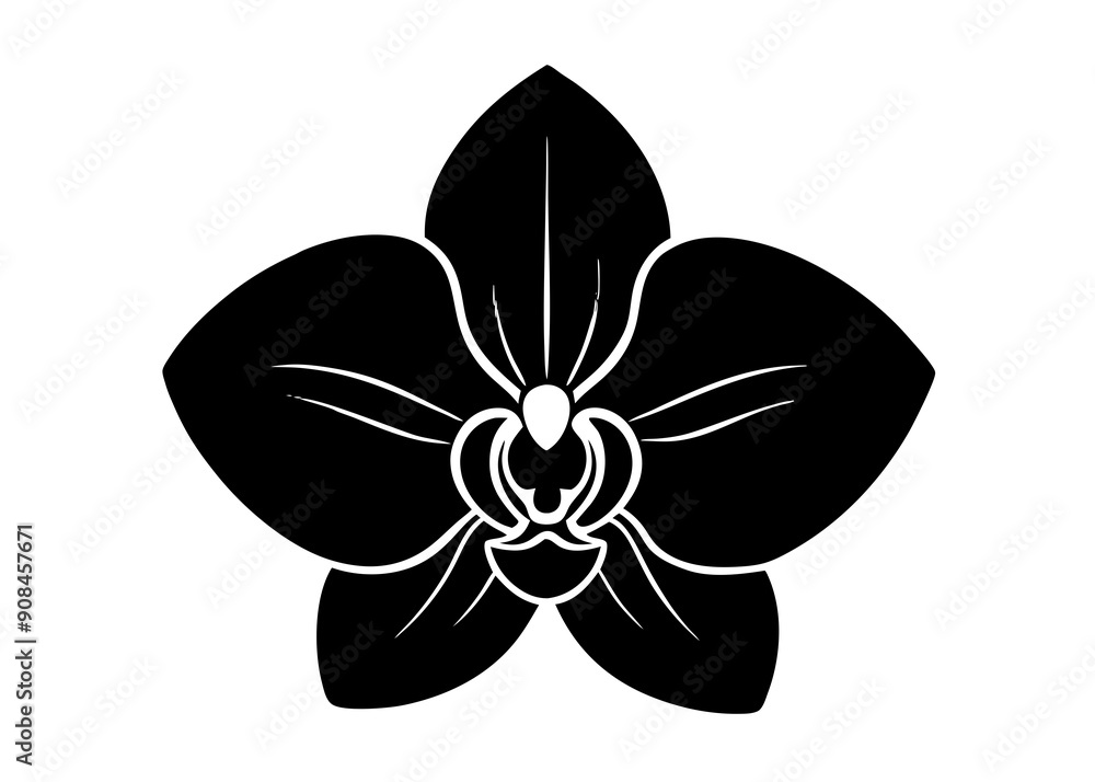 Elegant Orchid Silhouette Designs: Perfect for Floral Art and Decor, Floral Element. Elegant Orchid Silhouette Designs: Perfect for Floral Art and Decor, Floral Element.
