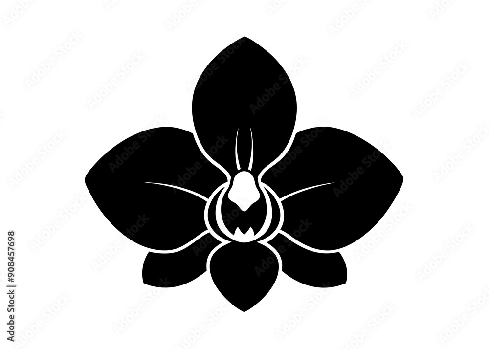 Elegant Orchid Silhouette Designs: Perfect for Floral Art and Decor, Floral Element. Elegant Orchid Silhouette Designs: Perfect for Floral Art and Decor, Floral Element.
