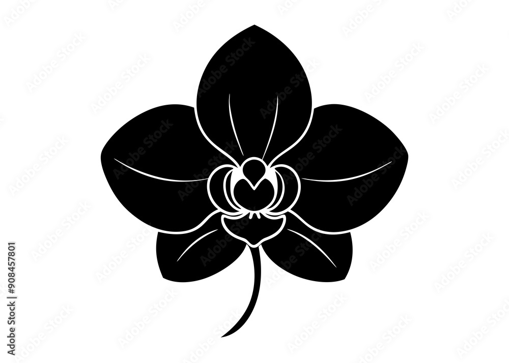 Elegant Orchid Silhouette Designs: Perfect for Floral Art and Decor, Floral Element. Elegant Orchid Silhouette Designs: Perfect for Floral Art and Decor, Floral Element.