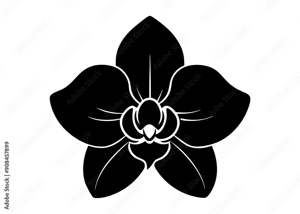 Elegant Orchid Silhouette Designs: Perfect for Floral Art and Decor, Floral Element. Elegant Orchid Silhouette Designs: Perfect for Floral Art and Decor, Floral Element.