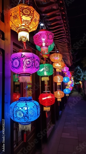 Colorful Lanterns Lighting up a Traditional Festival