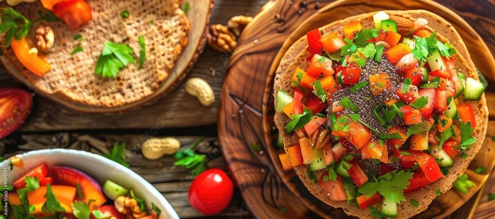 A vibrant platter of fresh salsa paired with colorful vegetables, showcasing healthy and delicious dining options.