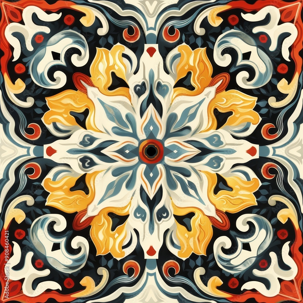 Intricate Floral Pattern in Vibrant Hues Intricate Floral Pattern in Vibrant Hues
