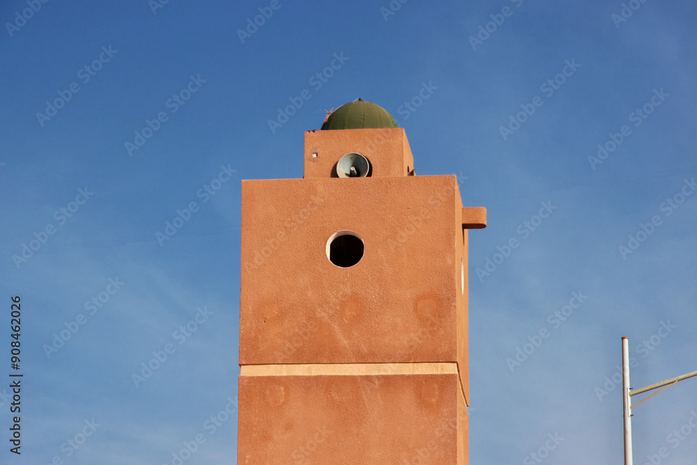 Mosque on vintage street in the center of Nouakchott, Mauritania, West Africa
