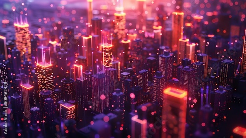 Wallpaper Mural Smart City and Abstract Dot Point Connect with Gradient Torontodigital.ca