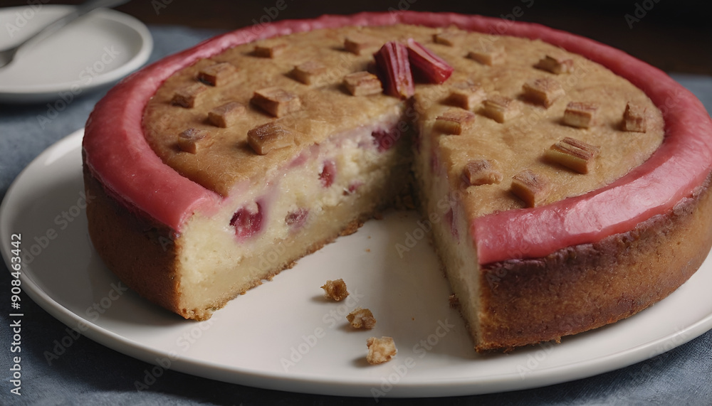 rhubarb cake on a plate rhubarb cake on a plate