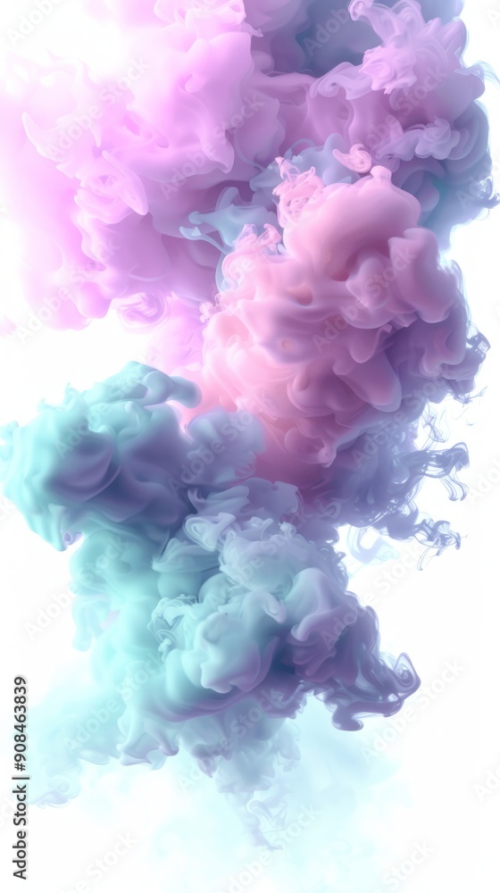 Fototapeta premium Pink party fog. Isolated blue, teal, purple , aqua smoke cloud or think cloud. 3D special effects fog clouds graphic 