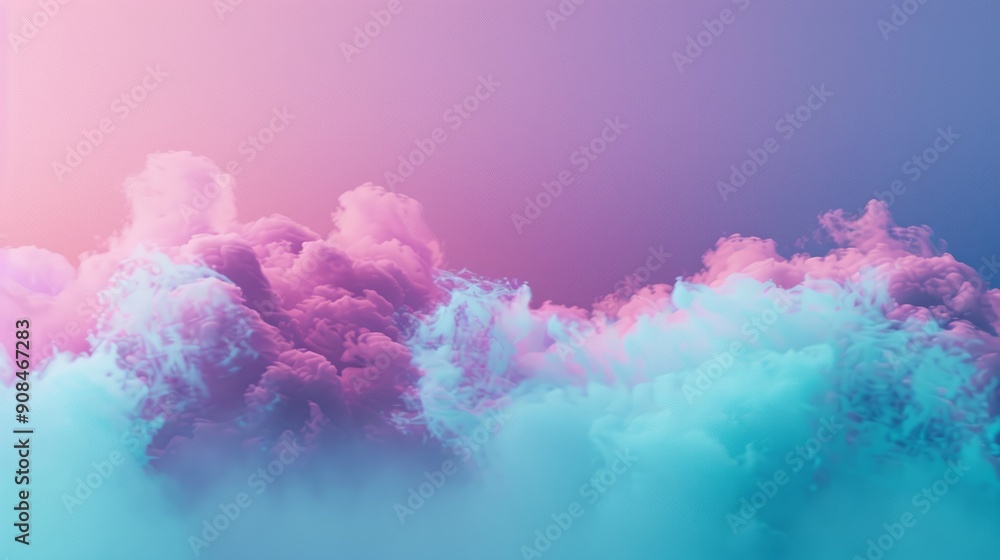 Fototapeta premium Pink party fog. Isolated blue, teal, purple , aqua smoke cloud or think cloud. 3D special effects fog clouds graphic 
