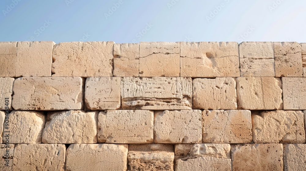 Obraz premium Spiritual Devotion: Orthodox Jewish Men Praying at the Western Wall, Symbol of History in Jerusalem