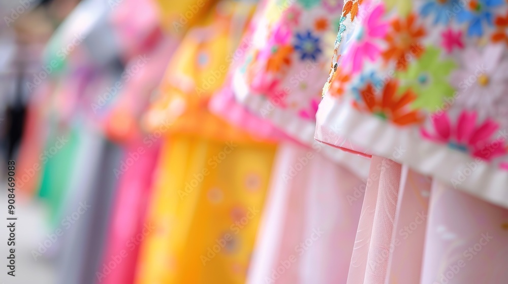 Vibrant Hanbok Attire at Cultural Festival Celebrating Korean Heritage Vibrant Hanbok Attire at Cultural Festival Celebrating Korean Heritage