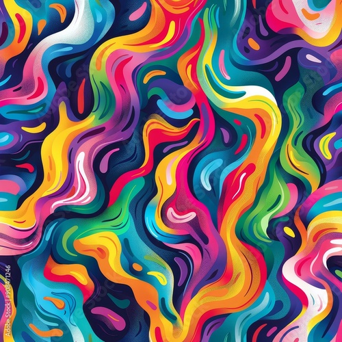 Abstract Swirling Colors in Vivid Hues