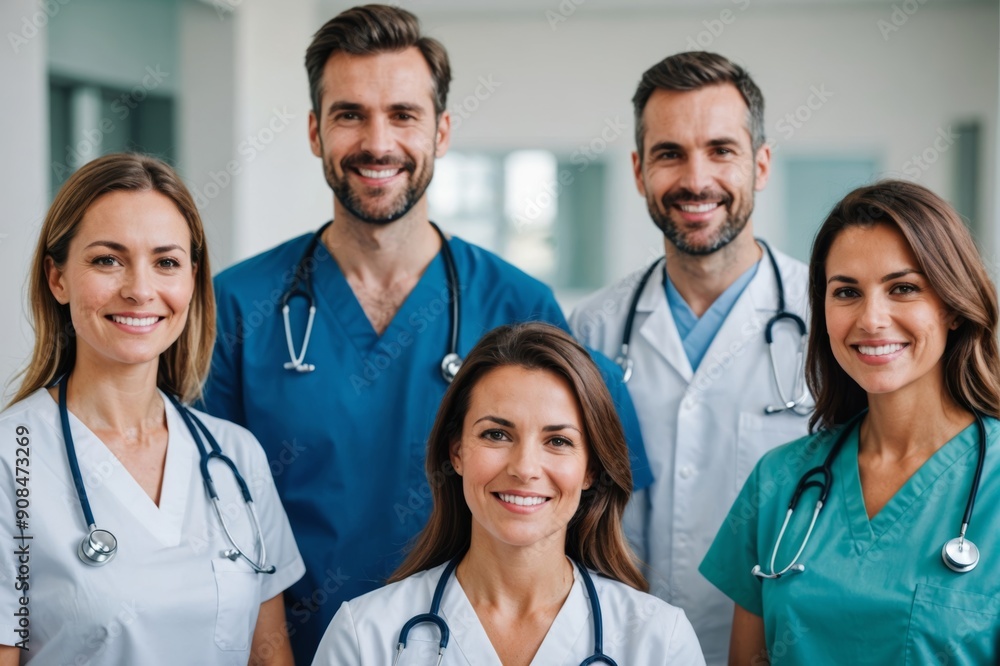 Portrait of a group of happy doctors and nurses in hospital Portrait of a group of happy doctors and nurses in hospital