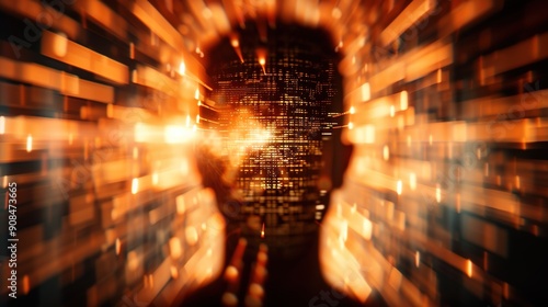Digital Transformation: Human Silhouette Evolving into Future Technology Concept