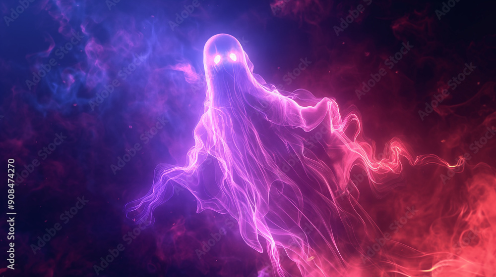 A ghostly figure is floating in a cloud of smoke A ghostly figure is floating in a cloud of smoke