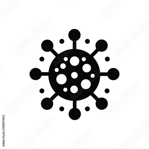 monochrome illustration of virus, bacteria icon on a white background
