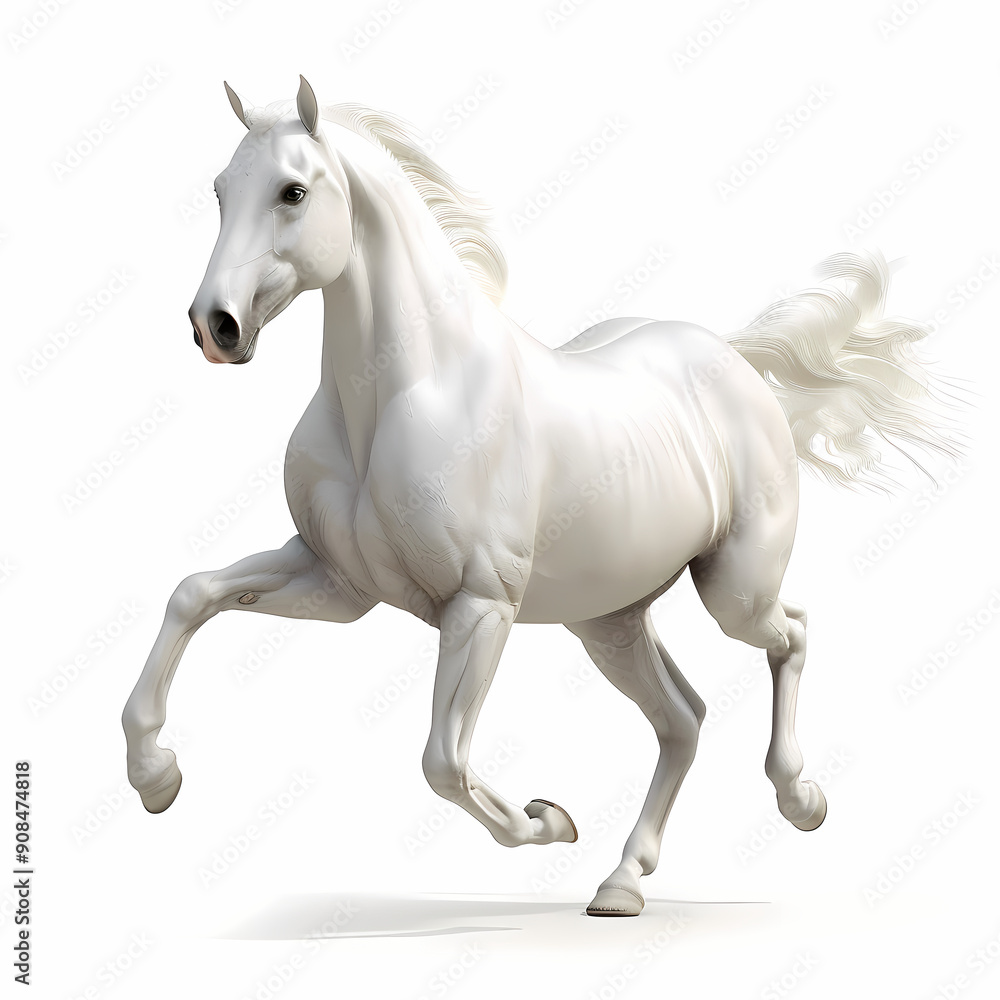 3D horse in white background vector image