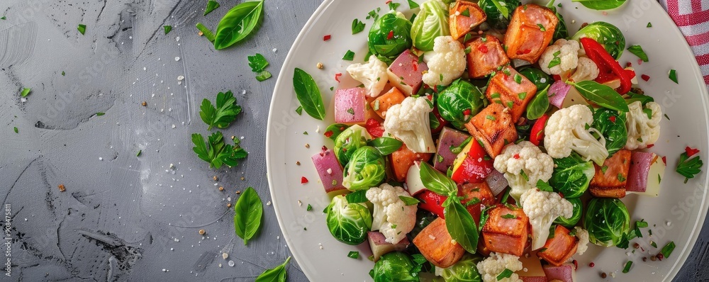Vibrant and colorful vegetable salad with fresh ingredients, perfect for a healthy meal or side dish. Vibrant and colorful vegetable salad with fresh ingredients, perfect for a healthy meal or side dish.