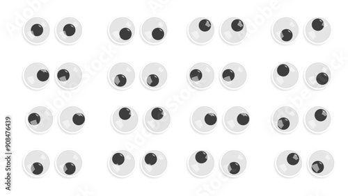 Googly eyes. Eyeball emotions.Wobbly animated puppet Toy eyes set.	