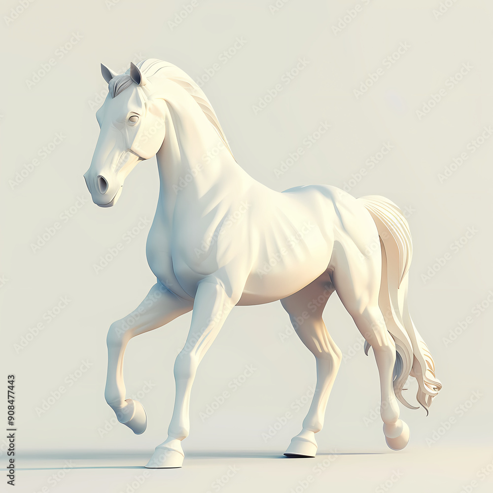 Obraz premium 3D horse in white background vector image
