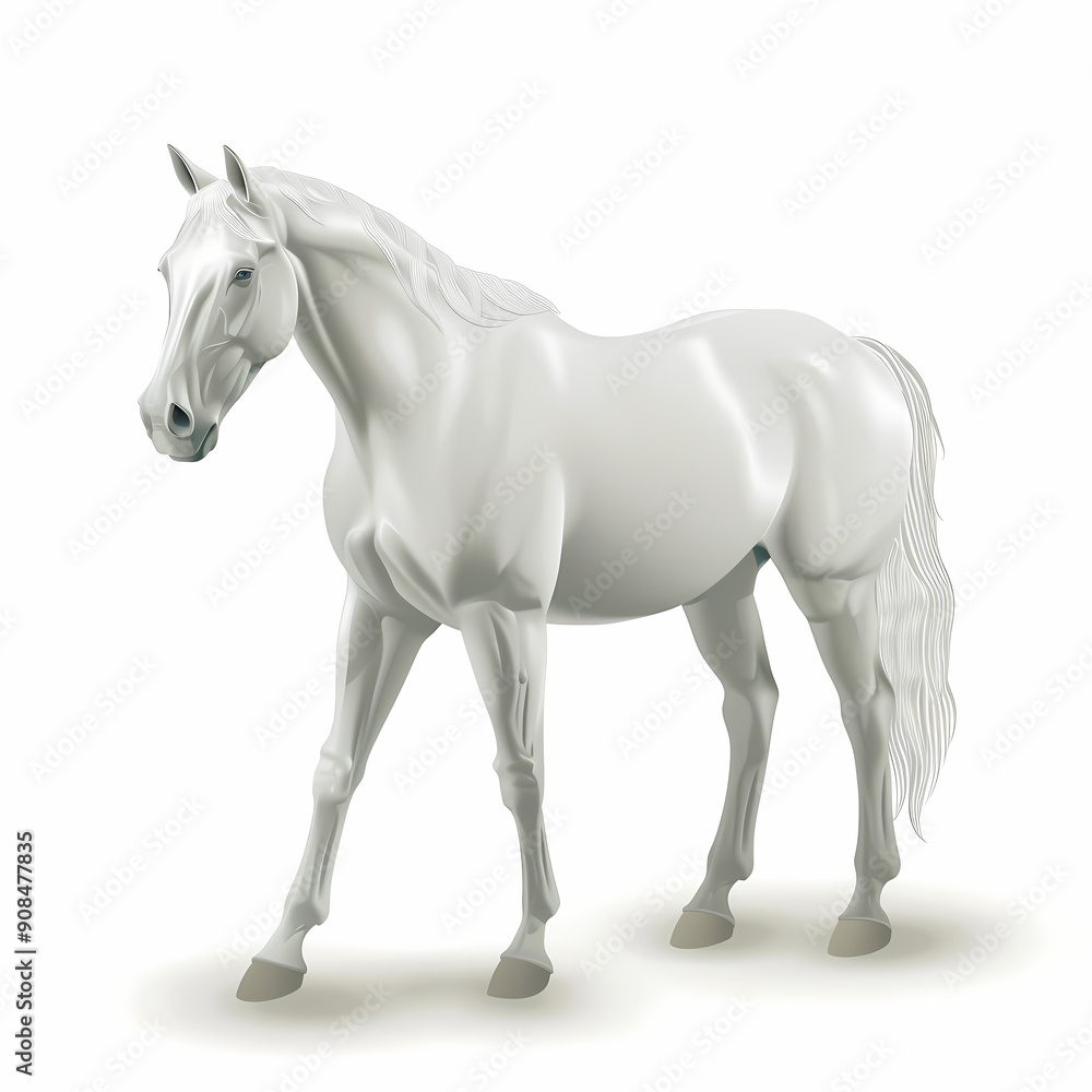 3D horse in white background vector image 3D horse in white background vector image