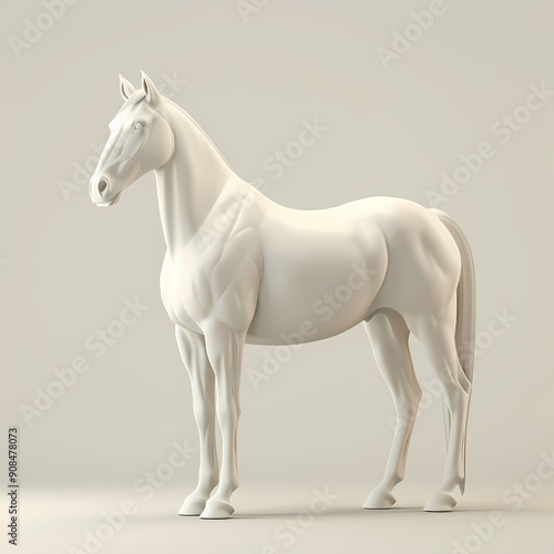 3D horse in white background vector image