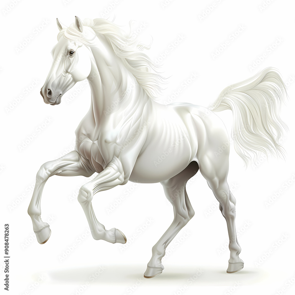 3D horse in white background vector image 3D horse in white background vector image