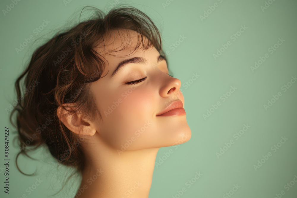 A close up of a girl's face with her eyes closed A close up of a girl's face with her eyes closed
