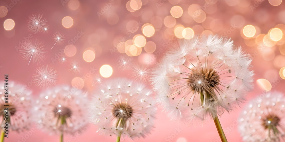 Abstract Nature with Dandelion Seeds and Bokeh Patterns Abstract Nature with Dandelion Seeds and Bokeh Patterns