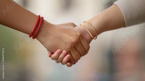 Wallpaper Mural Intertwined Hands with Matching Bracelets Symbolizing Valentine�s Day Connection and Romance Torontodigital.ca